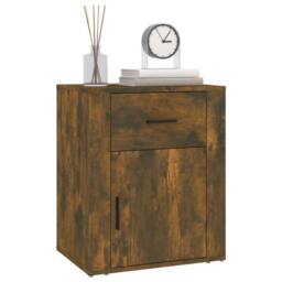 Berkfield Home Classic Bedside Cabinet Smoked Oak 50x36x60 cm Engineered Wood in Brown - Size: 50 x 36 x 60 cm - thumbnail 4