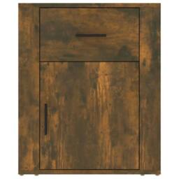 Berkfield Home Classic Bedside Cabinet Smoked Oak 50x36x60 cm Engineered Wood in Brown - Size: 50 x 36 x 60 cm - thumbnail 6