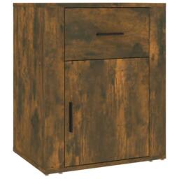 Berkfield Home Classic Bedside Cabinet Smoked Oak 50x36x60 cm Engineered Wood in Brown - Size: 50 x 36 x 60 cm - thumbnail 3
