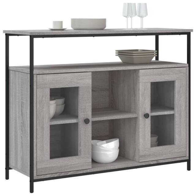 Berkfield Home Sideboard Grey Sonoma 100x35x80 cm Engineered Wood - Size: 100 x 35 x 80 cm - image 1