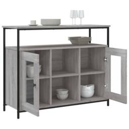 Berkfield Home Sideboard Grey Sonoma 100x35x80 cm Engineered Wood - Size: 100 x 35 x 80 cm - thumbnail 4