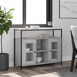 Berkfield Home Sideboard Grey Sonoma 100x35x80 cm Engineered Wood - Size: 100 x 35 x 80 cm - thumbnail 2