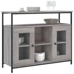 Berkfield Home Sideboard Grey Sonoma 100x35x80 cm Engineered Wood - Size: 100 x 35 x 80 cm - thumbnail 1