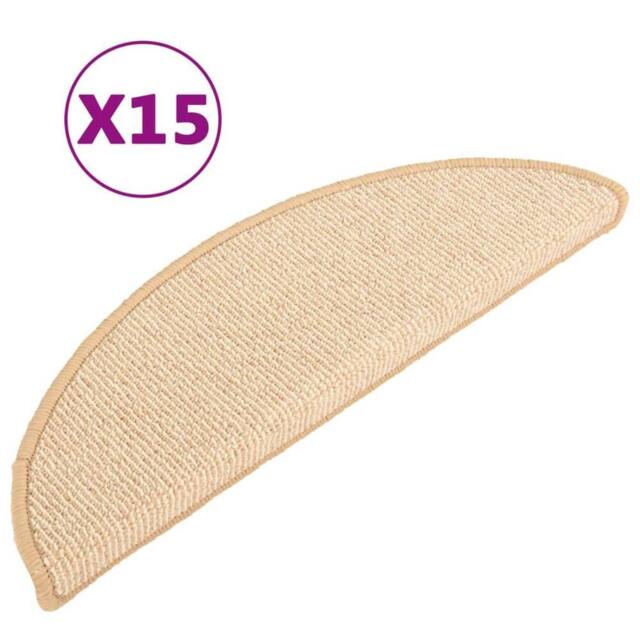 Berkfield Home Carpet Stair Treads 15 pcs Cream 65x21x4 cm - Size: Medium - image 1