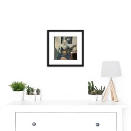 Artery8 Van Meegeren Woman Playing Cittern 8X8 Inch Square Wooden Framed Wall Art Print Picture with Mount in Black - thumbnail 2