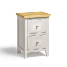 FurnitureboxUK Belle 2 Drawer Solid Oak Wood & Cream Slim Bedside Table - thumbnail 2