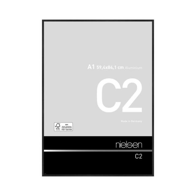 nielsen C2 Aluminium Picture Frame A1 - Float Glass & Push/Turn Clips in Black - image 1