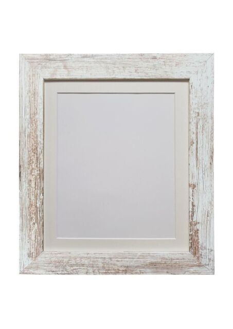 Frames & Mirrors 4U Metro Distressed White Frame with Ivory Mount for Image Size 12 x 10 Inch - image 1