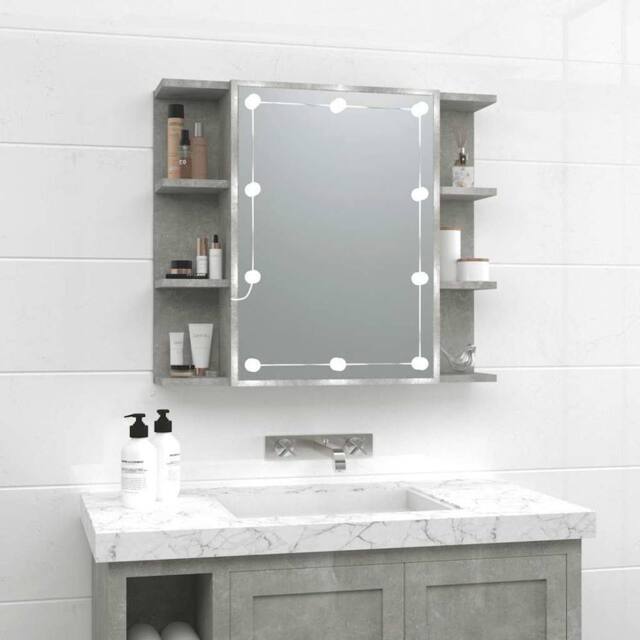 Berkfield Home Mirror Cabinet with LED Concrete Grey 70x16.5x60 cm - image 1