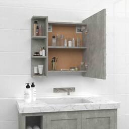 Berkfield Home Mirror Cabinet with LED Concrete Grey 70x16.5x60 cm - thumbnail 5