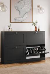 Home Discount Vida Designs 4 Drawer Shoe Cabinet Flip Down Shoe Storage Organizer in Black - thumbnail 8