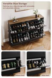 Home Discount Vida Designs 4 Drawer Shoe Cabinet Flip Down Shoe Storage Organizer in Black - thumbnail 3