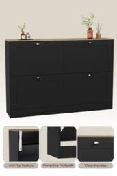Home Discount Vida Designs 4 Drawer Shoe Cabinet Flip Down Shoe Storage Organizer in Black - thumbnail 5