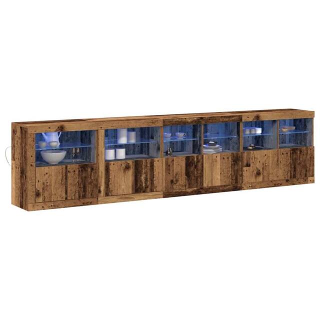 Berkfield Home Sideboard with LED Lights Old Wood 283x37x67 cm Engineered Wood in Brown - Size: 283 x 37 x 67 cm - image 1