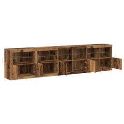 Berkfield Home Sideboard with LED Lights Old Wood 283x37x67 cm Engineered Wood in Brown - Size: 283 x 37 x 67 cm - thumbnail 7