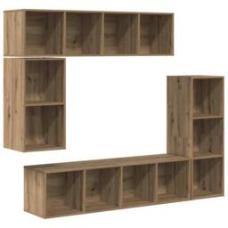 Berkfield Home Modern Wall-mounted with Storage 4 pcs Artisan oak Engineered wood in Brown - thumbnail 3