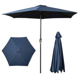 Samuel Alexander 2.7m Blue Havana Garden Patio Parasol with Crank Handle - thumbnail 9