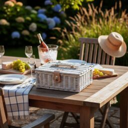 Red Hamper H001P/HOME Wicker Provence 30cm Standard Empty Picnic Basket in White - thumbnail 2