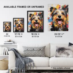 "Artery8 Wall Art Print Colourful Yorkshire Terrier Oil Painting Pet Portrait Poster - Size: W18"" x H24""" - thumbnail 3