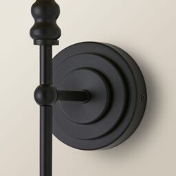 ValueLights Maggie Pair of Candlestick Wall Lights with Linen Tapered Lamp Shades in Black - thumbnail 6