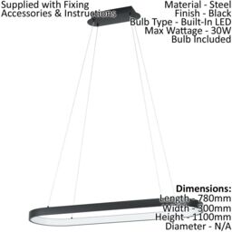 Loops Pendant Ceiling Light Colour Black Shade White Plastic Bulb LED 30W Included - thumbnail 2