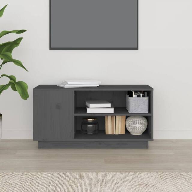 Berkfield Home TV Cabinet Grey 80x35x40.5 cm Solid Wood Pine - image 1