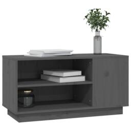 Berkfield Home TV Cabinet Grey 80x35x40.5 cm Solid Wood Pine - thumbnail 4