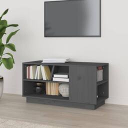 Berkfield Home TV Cabinet Grey 80x35x40.5 cm Solid Wood Pine - thumbnail 2