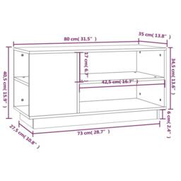 Berkfield Home TV Cabinet Grey 80x35x40.5 cm Solid Wood Pine - thumbnail 9