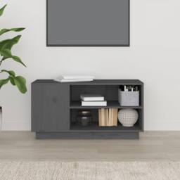 Berkfield Home TV Cabinet Grey 80x35x40.5 cm Solid Wood Pine - thumbnail 1