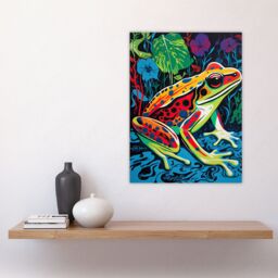 "Artery8 Wall Art Print Frog In A Pond Vibrant Bathroom Painting Animal Portrait With Bold Colours Poster - Size: W18"" x H24""" - thumbnail 4