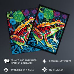 "Artery8 Wall Art Print Frog In A Pond Vibrant Bathroom Painting Animal Portrait With Bold Colours Poster - Size: W18"" x H24""" - thumbnail 2
