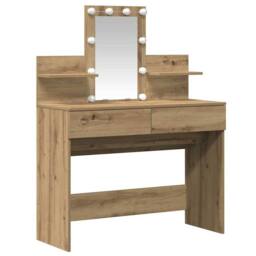 Berkfield Home Modern Dressing Table with LED Artisan Oak 100x40x130 cm in Brown - Size: 100 x 40 x 130 cm - thumbnail 4
