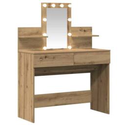 Berkfield Home Modern Dressing Table with LED Artisan Oak 100x40x130 cm in Brown - Size: 100 x 40 x 130 cm - thumbnail 3