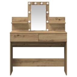 Berkfield Home Modern Dressing Table with LED Artisan Oak 100x40x130 cm in Brown - Size: 100 x 40 x 130 cm - thumbnail 6