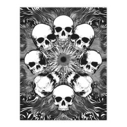 "Artery8 Human Skull Ring Voodoo Circle Trippy Black White Wall Art Print - Size: W24"" x H32""" - thumbnail 1