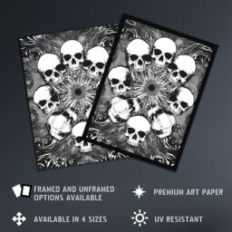 "Artery8 Human Skull Ring Voodoo Circle Trippy Black White Wall Art Print - Size: W24"" x H32""" - thumbnail 2