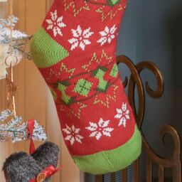 Dibor Set of 2 Knitted Red Fair Isle Pompom Xmas Decor Christmas Stockings - Size: 2 Pack - thumbnail 3