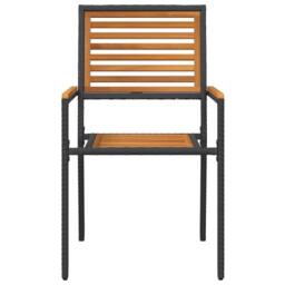 Berkfield Home Outdoor Chairs 4 pcs PE rattan, Solid acacia wood in Black - thumbnail 5