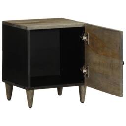 Berkfield Home Beautiful Bedside Cabinet Light Grey 40x33x46 cm Solid Wood Mango - Size: 40 x 33 x 46 cm - thumbnail 3