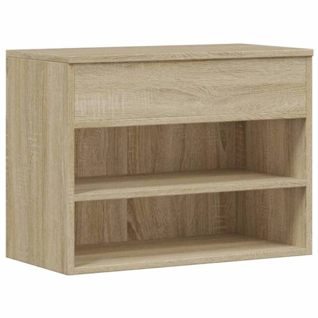 Berkfield Home Shoe Bench Sonoma Oak 60x30x45 cm Engineered Wood in Light Tan - Size: 60 x 30 x 45 cm - image 1