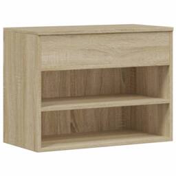 Berkfield Home Shoe Bench Sonoma Oak 60x30x45 cm Engineered Wood in Light Tan - Size: 60 x 30 x 45 cm - thumbnail 1