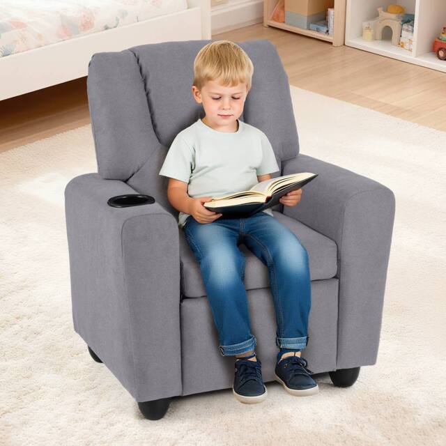 CASART Kids Recliner Chair Adjustable Toddler Lounge Chair Armchair Sofa in Grey - image 1