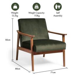 Spinningfield Fairfield Mid Century Design Forest Green Arm Chair in Dark Green - thumbnail 6