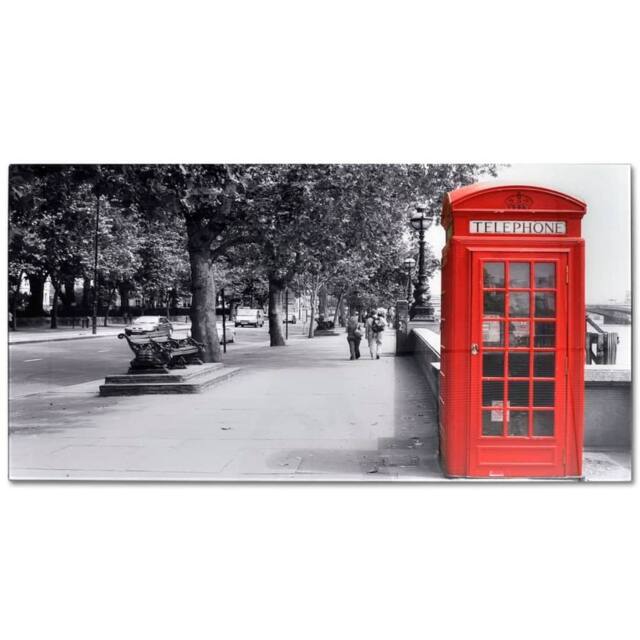 Berkfield Home Coffee Table with Telephone Booth Printing Glass Top - image 1