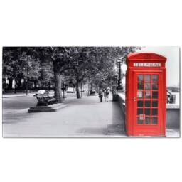 Berkfield Home Coffee Table with Telephone Booth Printing Glass Top - thumbnail 1