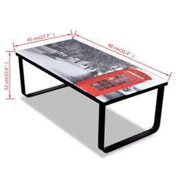 Berkfield Home Coffee Table with Telephone Booth Printing Glass Top - thumbnail 7