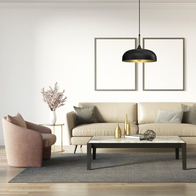 Milagro Pendant Lamp Lincoln Black/Gold 1XE27 35cm in Black - image 1