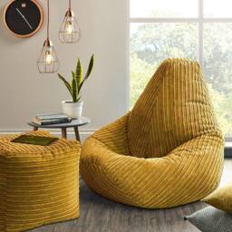 VOGREX Mustard Jumbo Cord Beanbag Chair Large Bean Bag - thumbnail 2