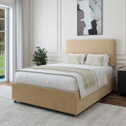 Bedmaster Linen 2 Drawer Divan Base & Plain Headboard in Natural - Size: Super King - thumbnail 3